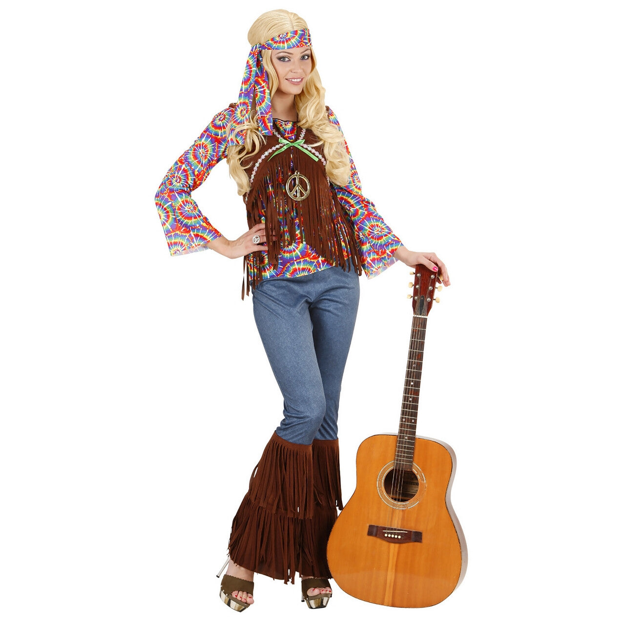 Op deze afbeelding zie je een Kostuums, van het merk Widmann. Hippie Vrouw Psychedelisch Kostuum