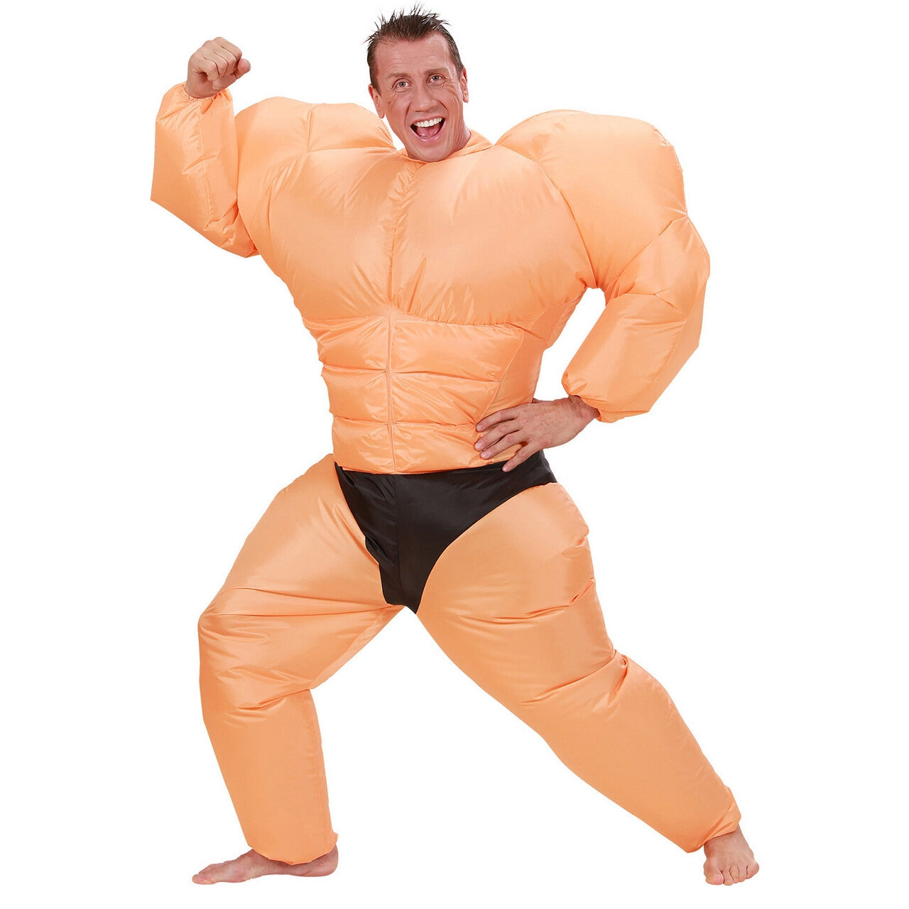 Op deze afbeelding zie je een Kostuums, van het merk Widmann. Opblaasbaar Bodybuilder Mr Olympia Kostuum Man