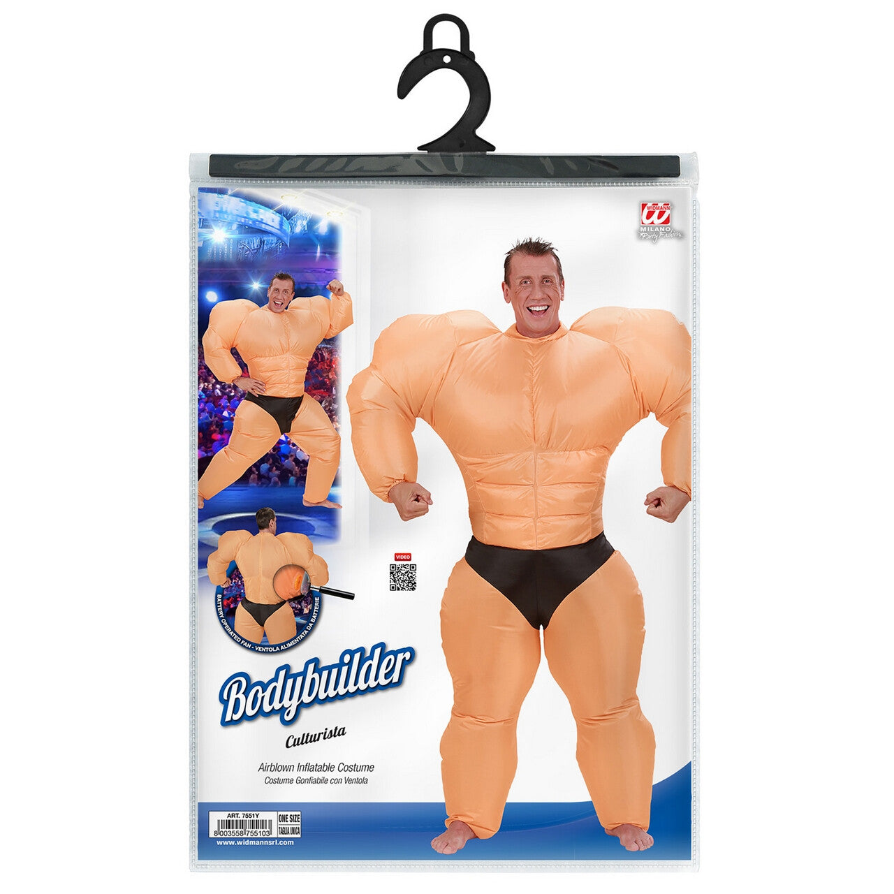 Op deze afbeelding zie je een Kostuums, van het merk Widmann. Opblaasbaar Bodybuilder Mr Olympia Kostuum Man