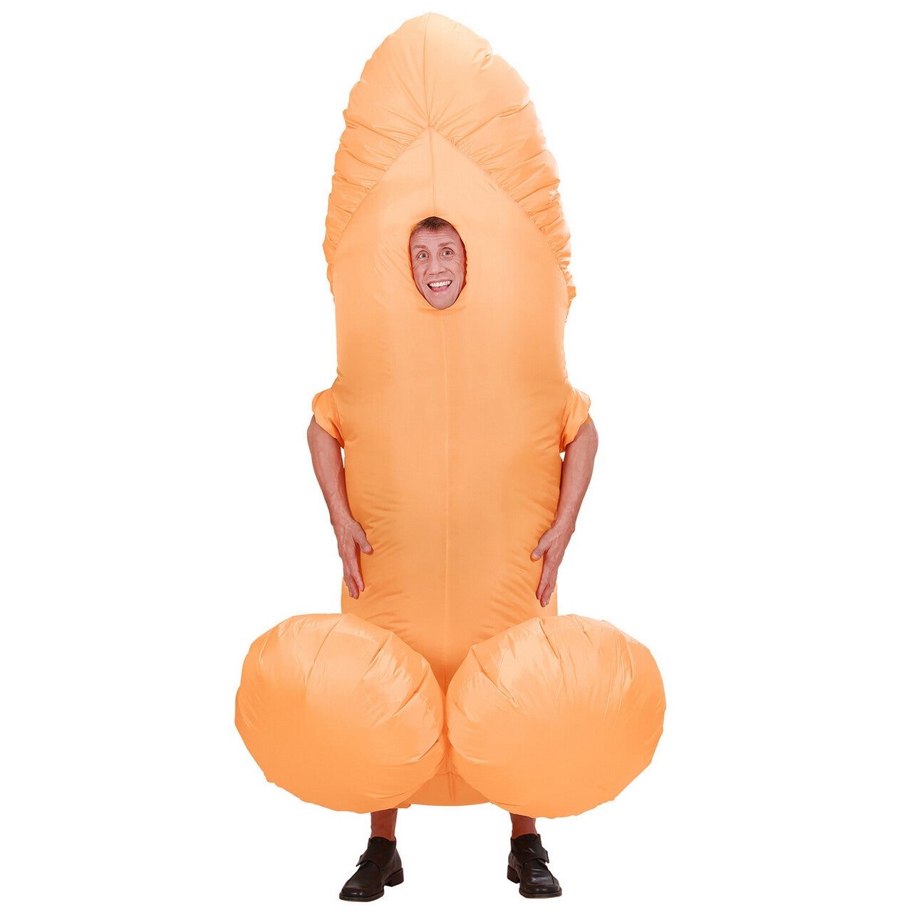 Op deze afbeelding zie je een Kostuums, van het merk Widmann. Opblaasbaar Kostuum Penis Size Matters Kostuum Man