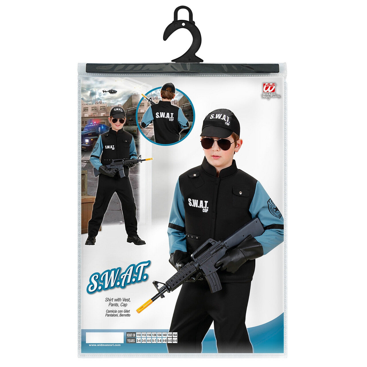 Op deze afbeelding zie je een Kostuums, van het merk Widmann. S.w.a.t. Kind Kostuum Jongen
