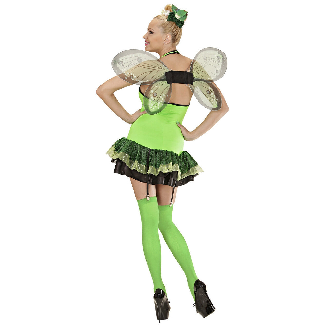 Op deze afbeelding zie je een Kostuums, van het merk Widmann. Sexy Vlinder Groen Kostuum Vrouw