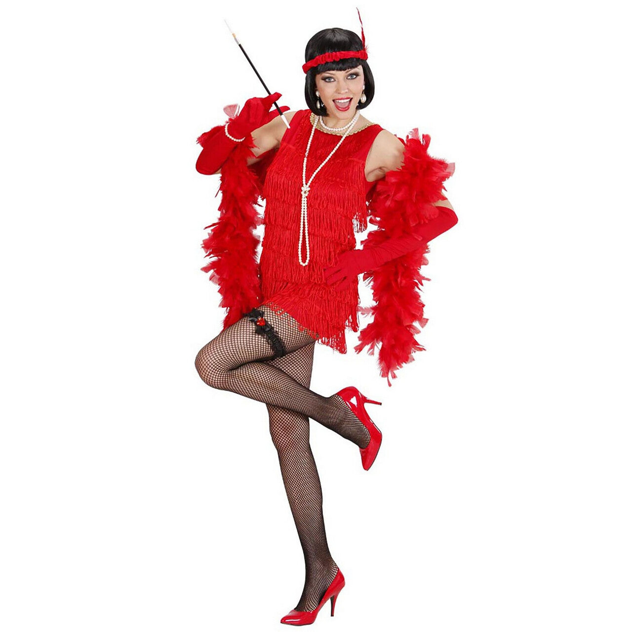 Op deze afbeelding zie je een Kostuums, van het merk Widmann. Luxe Flapper Rood Lady 20s Kostuum Vrouw