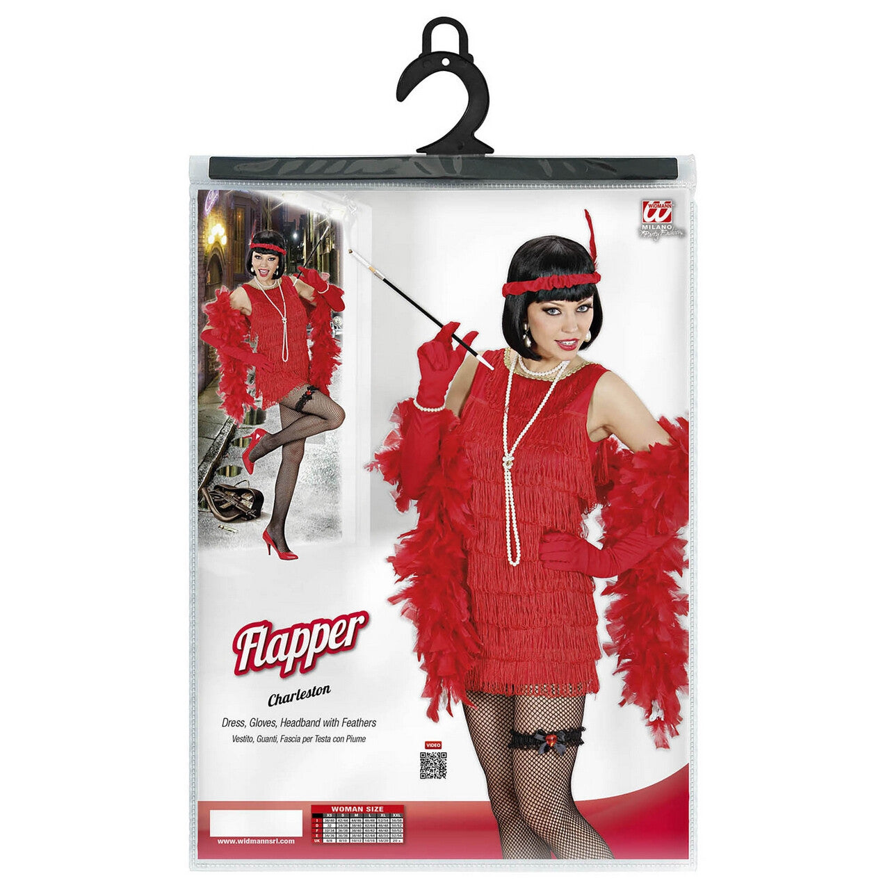 Op deze afbeelding zie je een Kostuums, van het merk Widmann. Luxe Flapper Rood Lady 20s Kostuum Vrouw