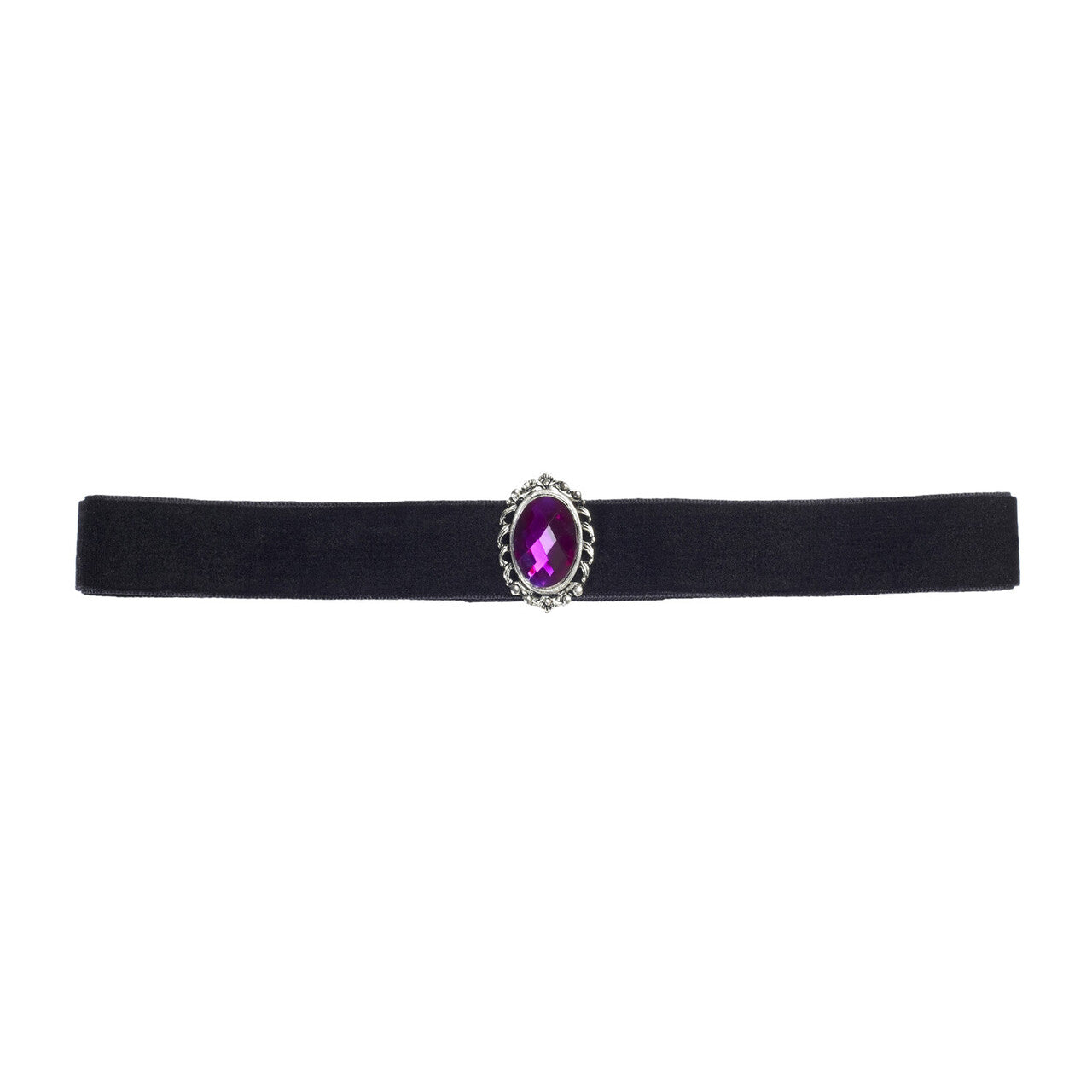 Op deze afbeelding zie je een Accessoires, van het merk Widmann. Nekband Fluweel Zwart Met Paarse Steen