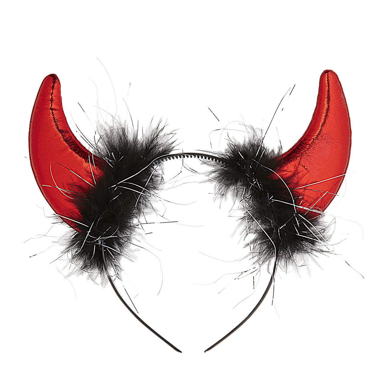 Op deze afbeelding zie je een Accessoires, van het merk Widmann. Evil Red Duivelshoorntje Metallic Met Marabou