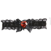 Op deze afbeelding zie je een Accessoires, van het merk Widmann. Kousenband Zwart Met Rood Diamanten Hartje