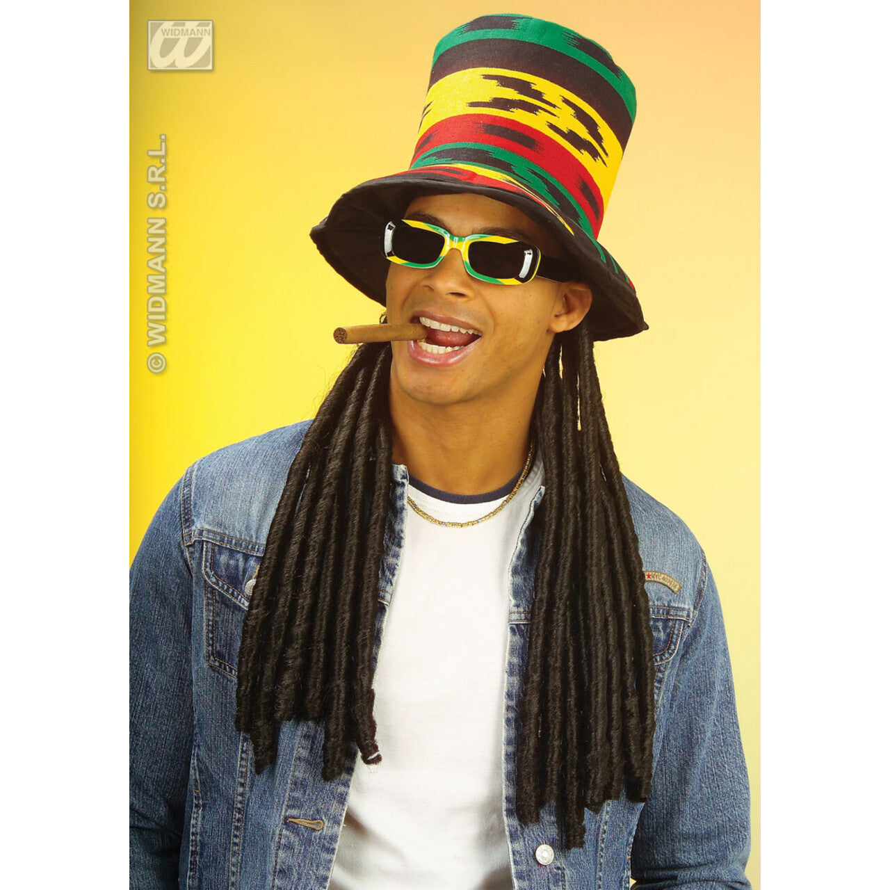 Op deze afbeelding zie je een Accessoires, van het merk Widmann. Rasta Hoge Hoed Met Dreadlocks