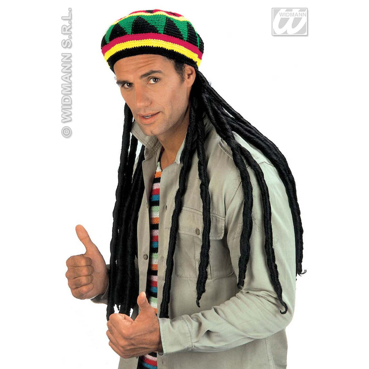 Op deze afbeelding zie je een Accessoires, van het merk Widmann. Rastamuts Met Extra Lange Dread-Locks