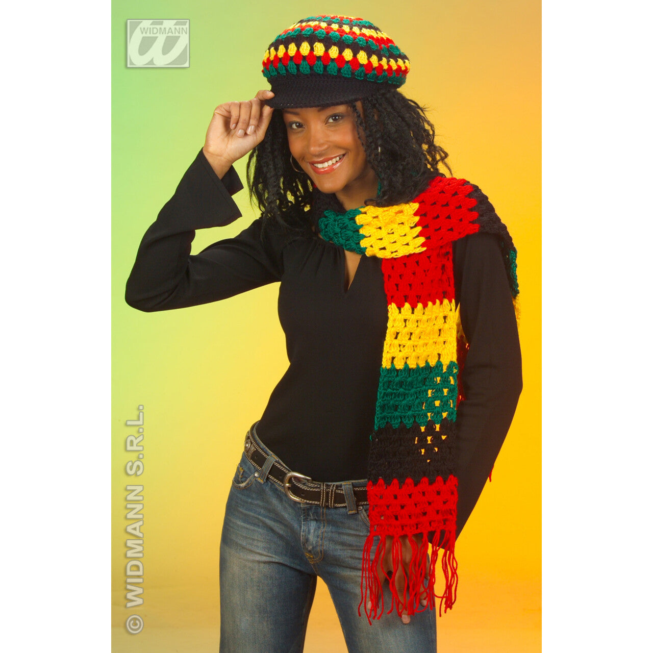 Op deze afbeelding zie je een Accessoires, van het merk Widmann. Sjaal Reggae / Rasta