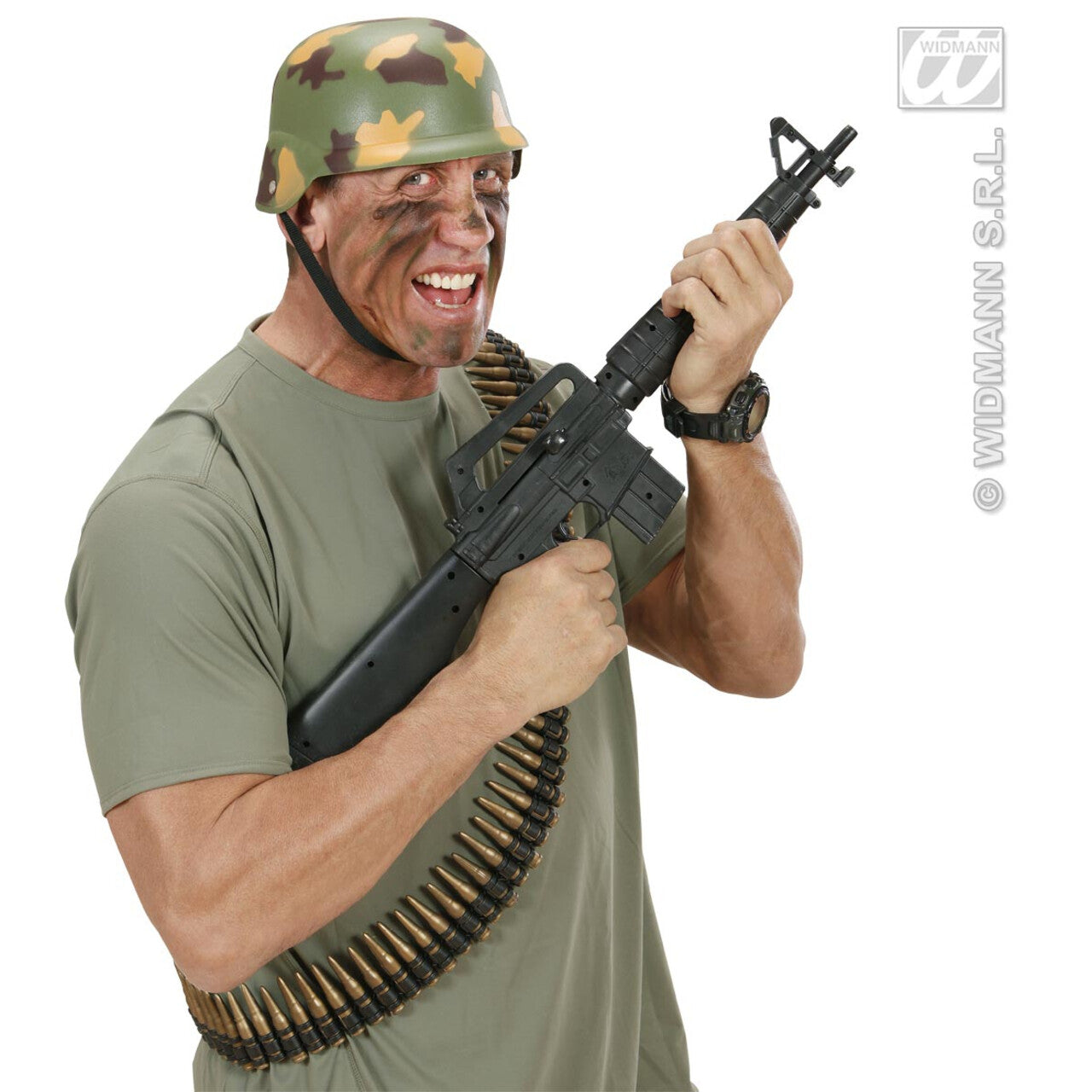 Op deze afbeelding zie je een Accessoires, van het merk Widmann. Helm Camouflage