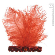 Op deze afbeelding zie je een Accessoires, van het merk Widmann. Hoofdband Rood Met Marabou En Edelsteen