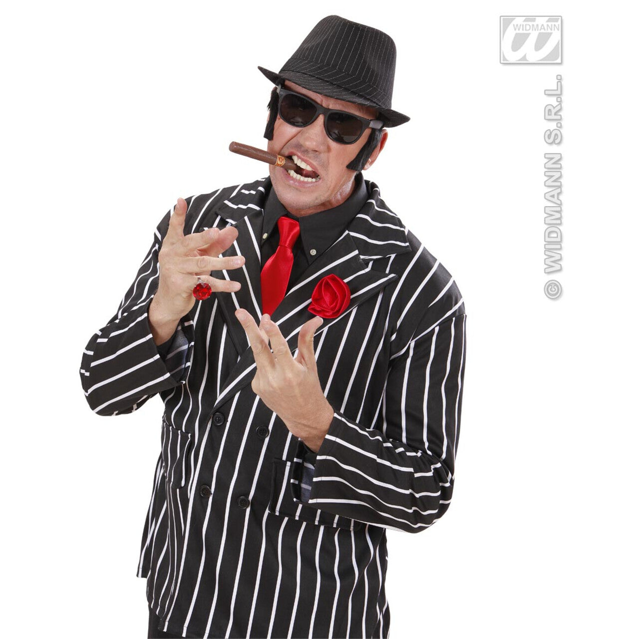 Op deze afbeelding zie je een Accessoires, van het merk Widmann. Gangsterhoed Met Strepen