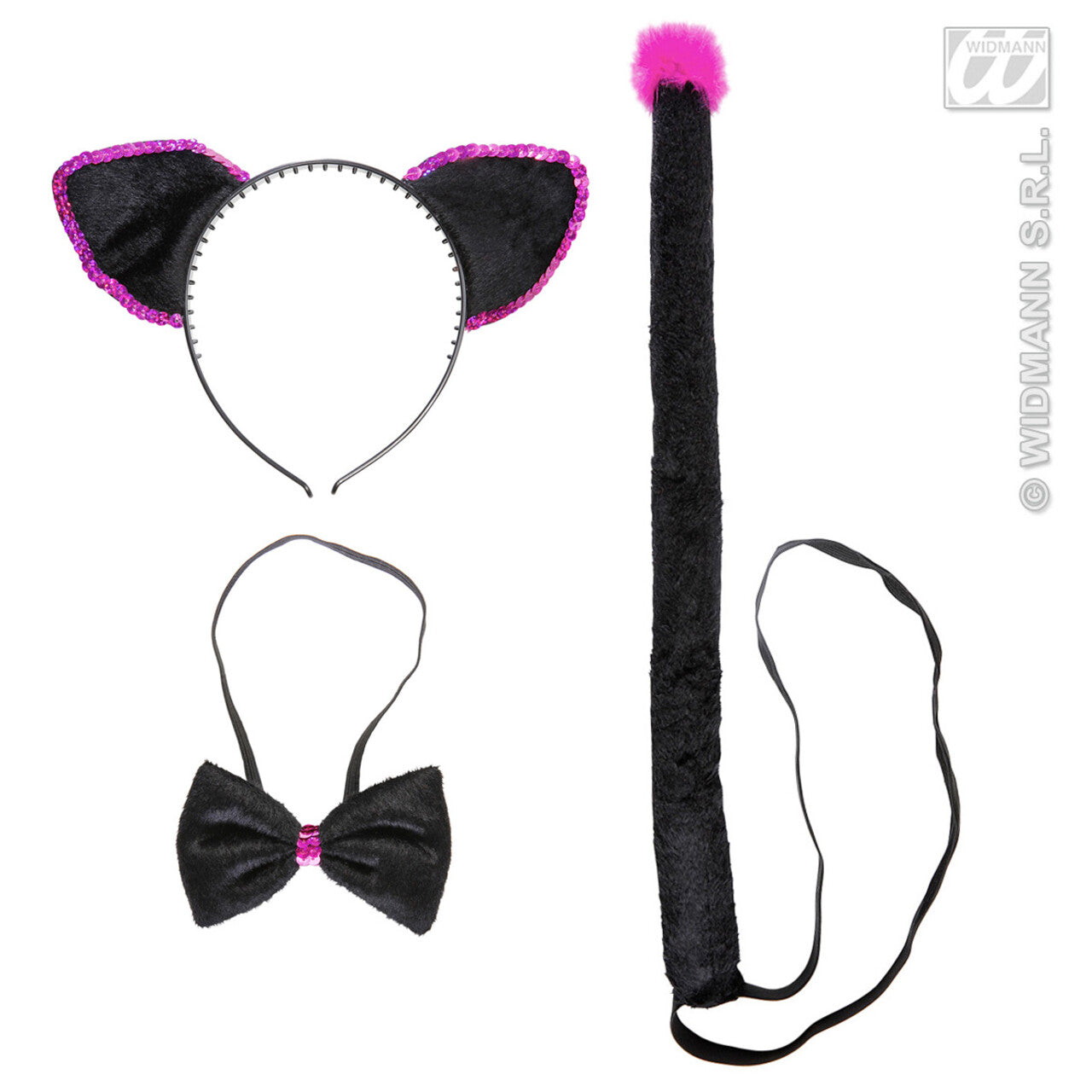 Op deze afbeelding zie je een Accessoires, van het merk Widmann. Verkleedset Zwarte Kater