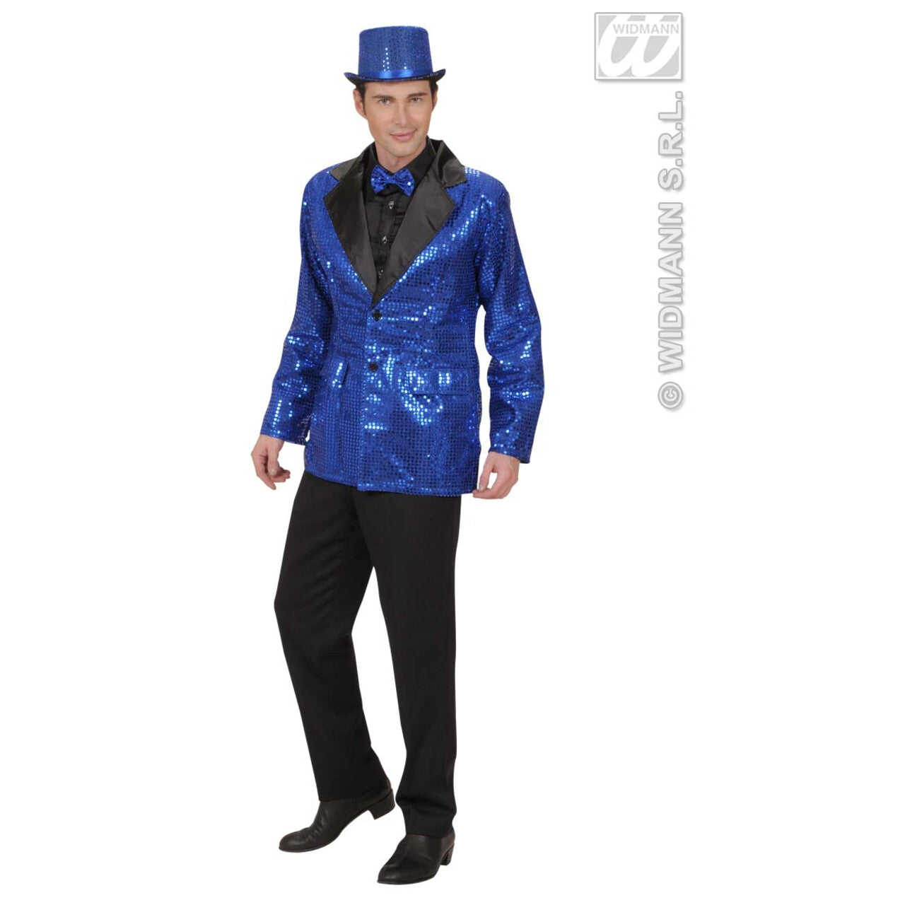 Op deze afbeelding zie je een Kostuums, van het merk Widmann. Pailletten Colbert Blauw Man