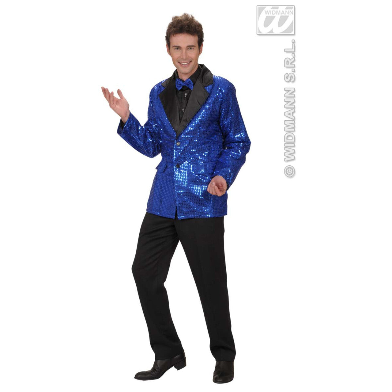 Op deze afbeelding zie je een Kostuums, van het merk Widmann. Pailletten Colbert Blauw Man