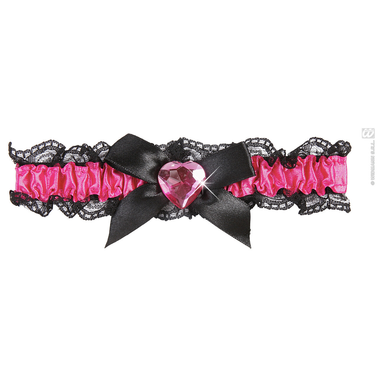 Op deze afbeelding zie je een Accessoires, van het merk Widmann. Kousenband Roze Met Roze Hartje