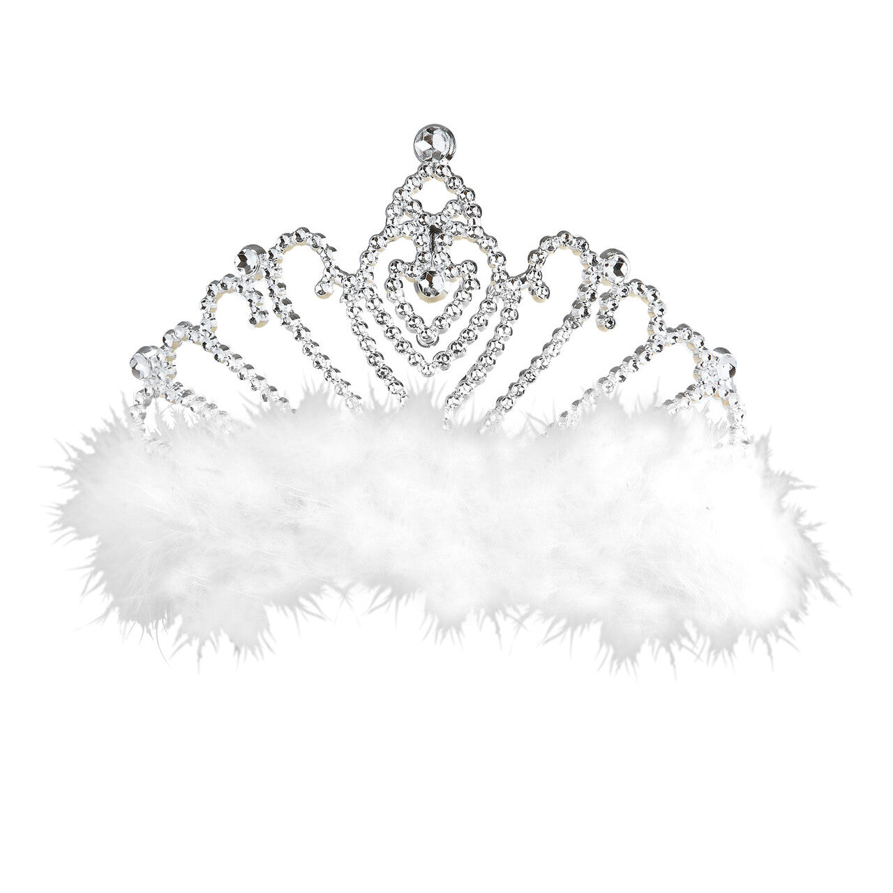 Op deze afbeelding zie je een Accessoires, van het merk Widmann. Prinsessen Tiara Met Witte Marabou