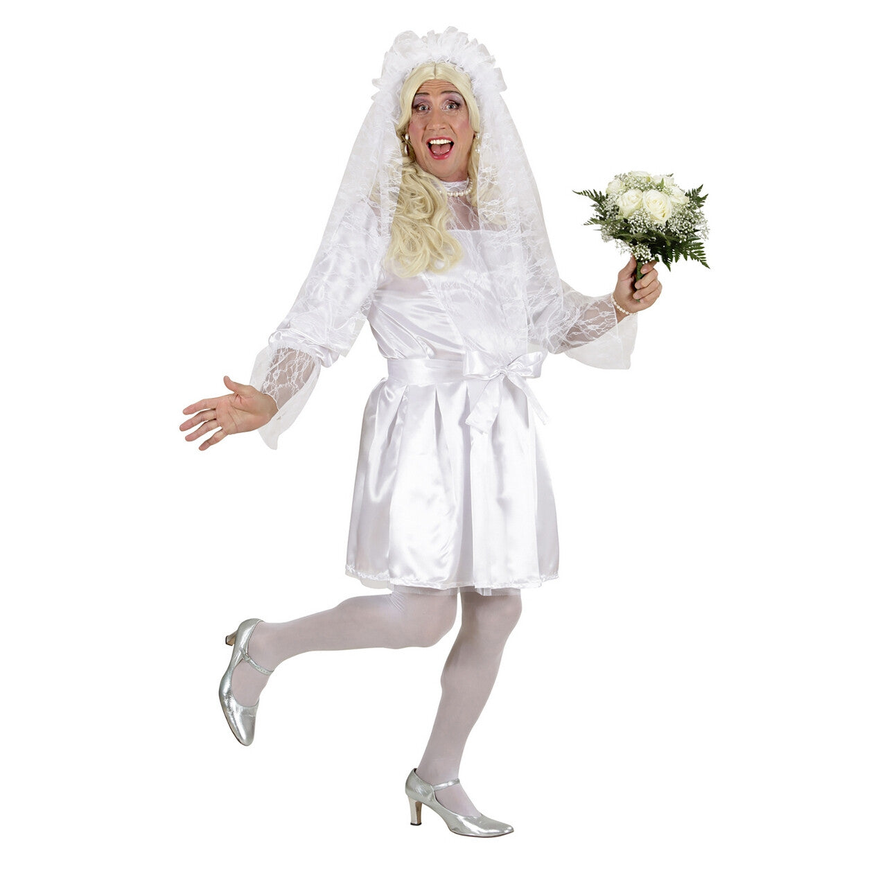 Op deze afbeelding zie je een Kostuums, van het merk Widmann. Mannelijke Bruid XL Vrijgezelle Bachelor Kostuum
