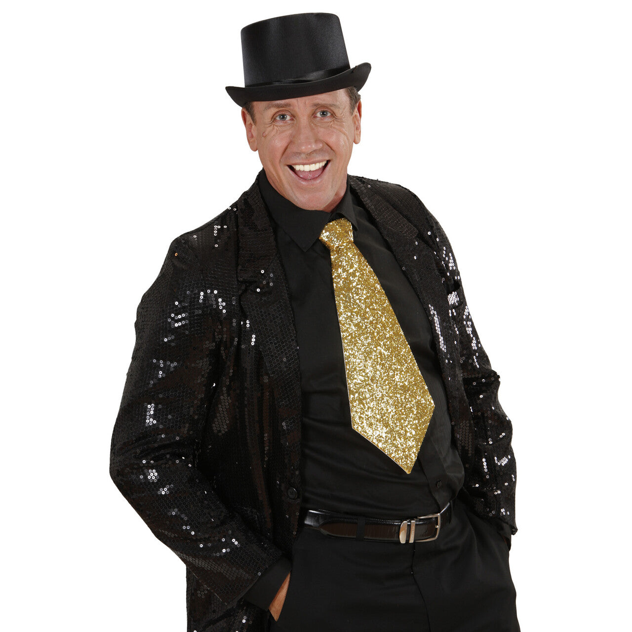 Op deze afbeelding zie je een Accessoires, van het merk Widmann. Stropdas Lurex, Goud