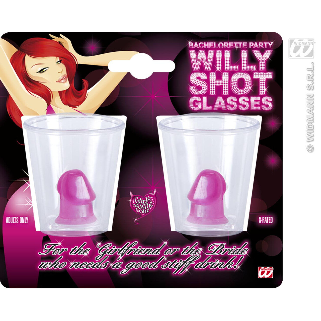 Op deze afbeelding zie je een Accessoires, van het merk Widmann. Set Van 2 Piemel Glaasjes