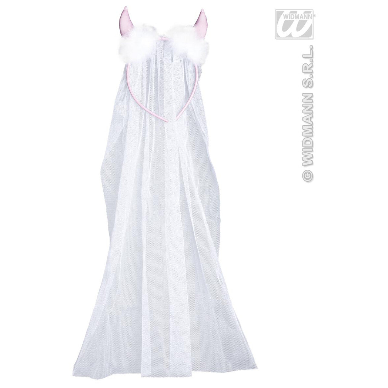 Op deze afbeelding zie je een Accessoires, van het merk Widmann. Bruidssluier Met Roze Duivelhoorntjes