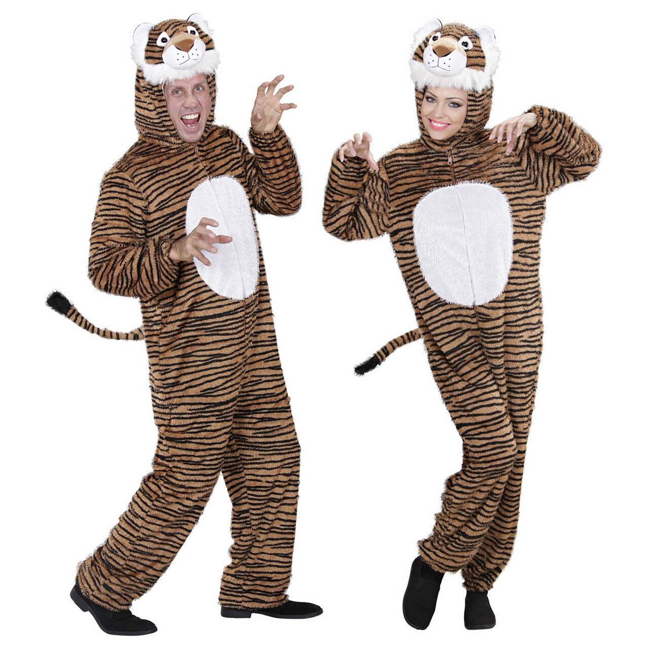 Op deze afbeelding zie je een Kostuums, van het merk Widmann. Full-Body Pluche Tijger Volwassen Kostuum