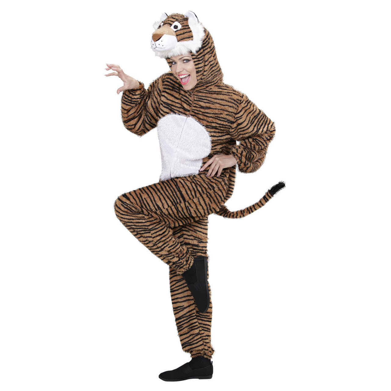 Op deze afbeelding zie je een Kostuums, van het merk Widmann. Full-Body Pluche Tijger Volwassen Kostuum