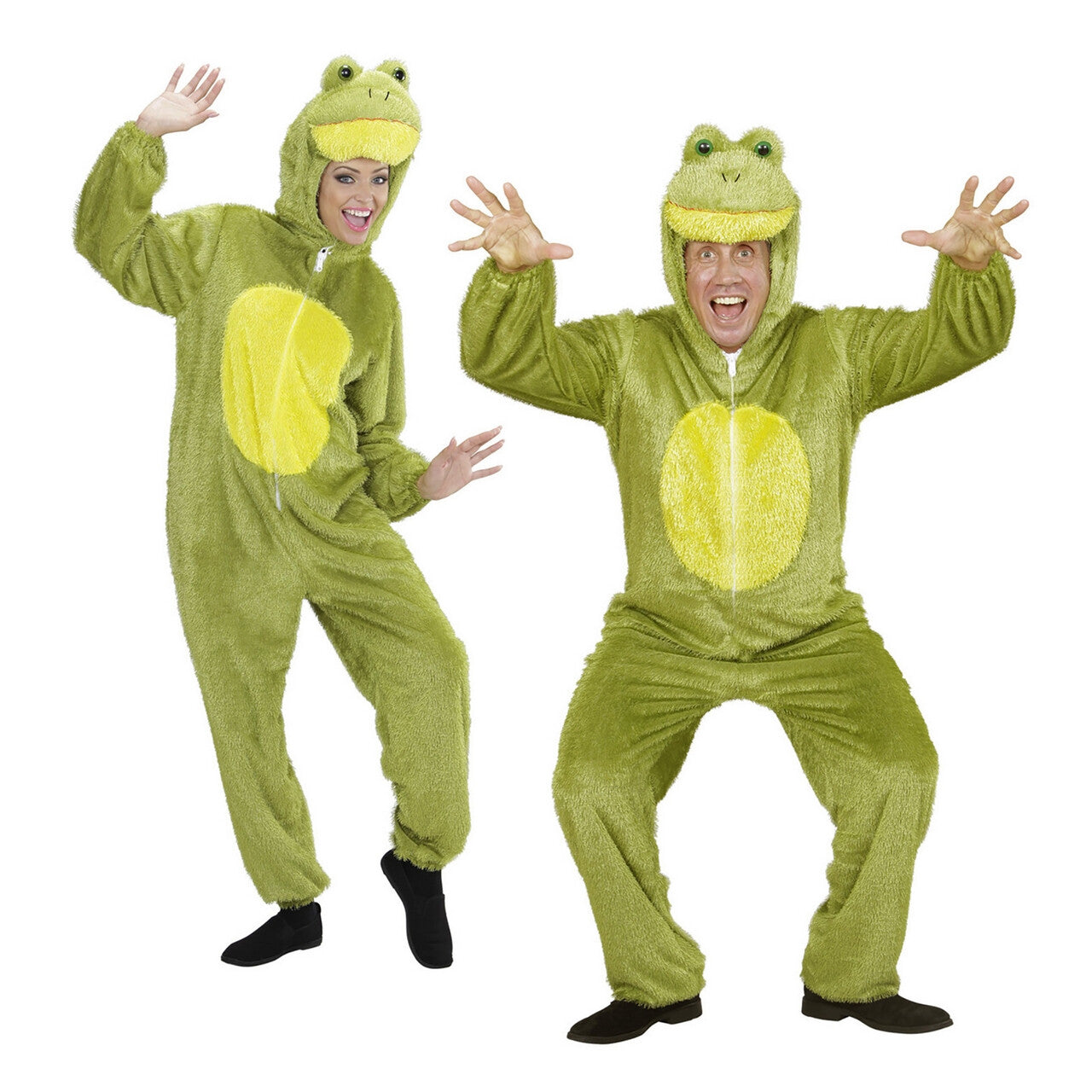 Op deze afbeelding zie je een Kostuums, van het merk Widmann. Full-Body Pluche Kikker Volwassen Kostuum