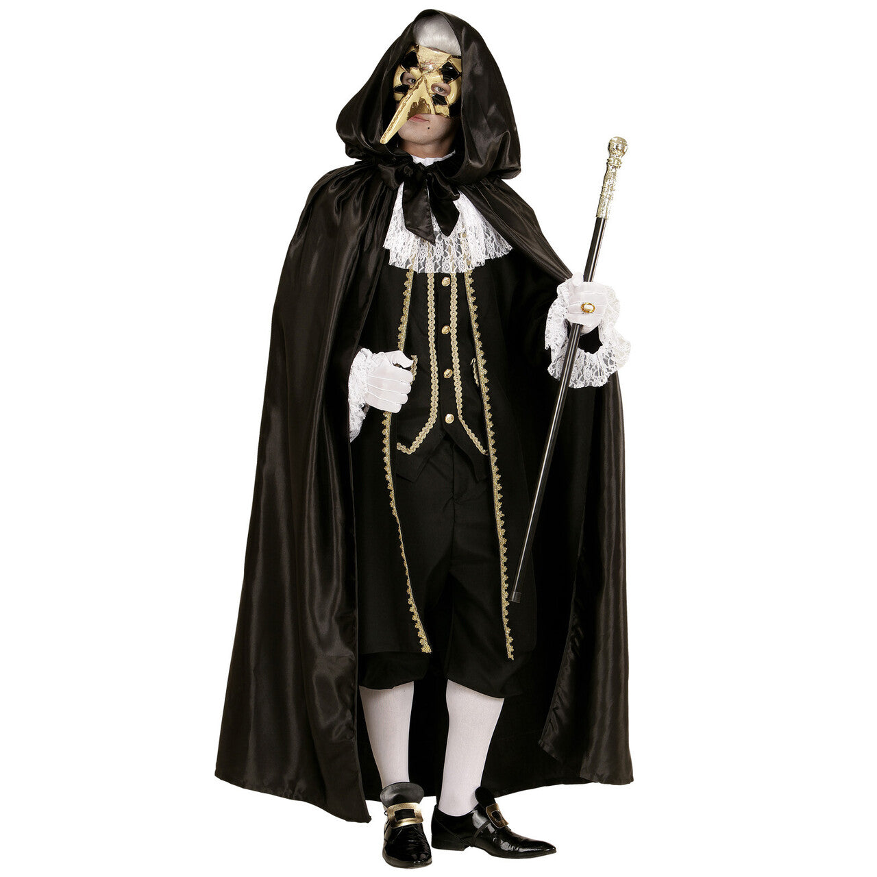 Op deze afbeelding zie je een Accessoires, van het merk Widmann. Take Me Satijnen Cape Met Kap 152 Centimeter