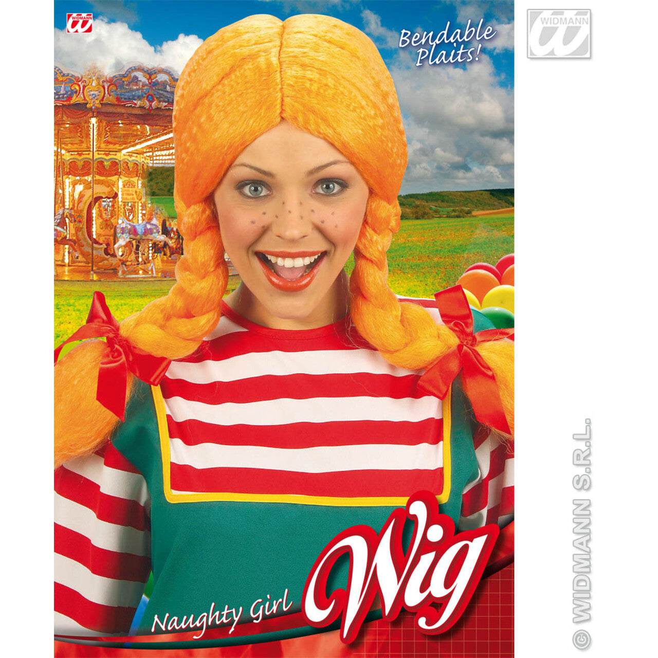 Op deze afbeelding zie je een Accessoires, van het merk Widmann. Pruik, Pippi Buigbaar