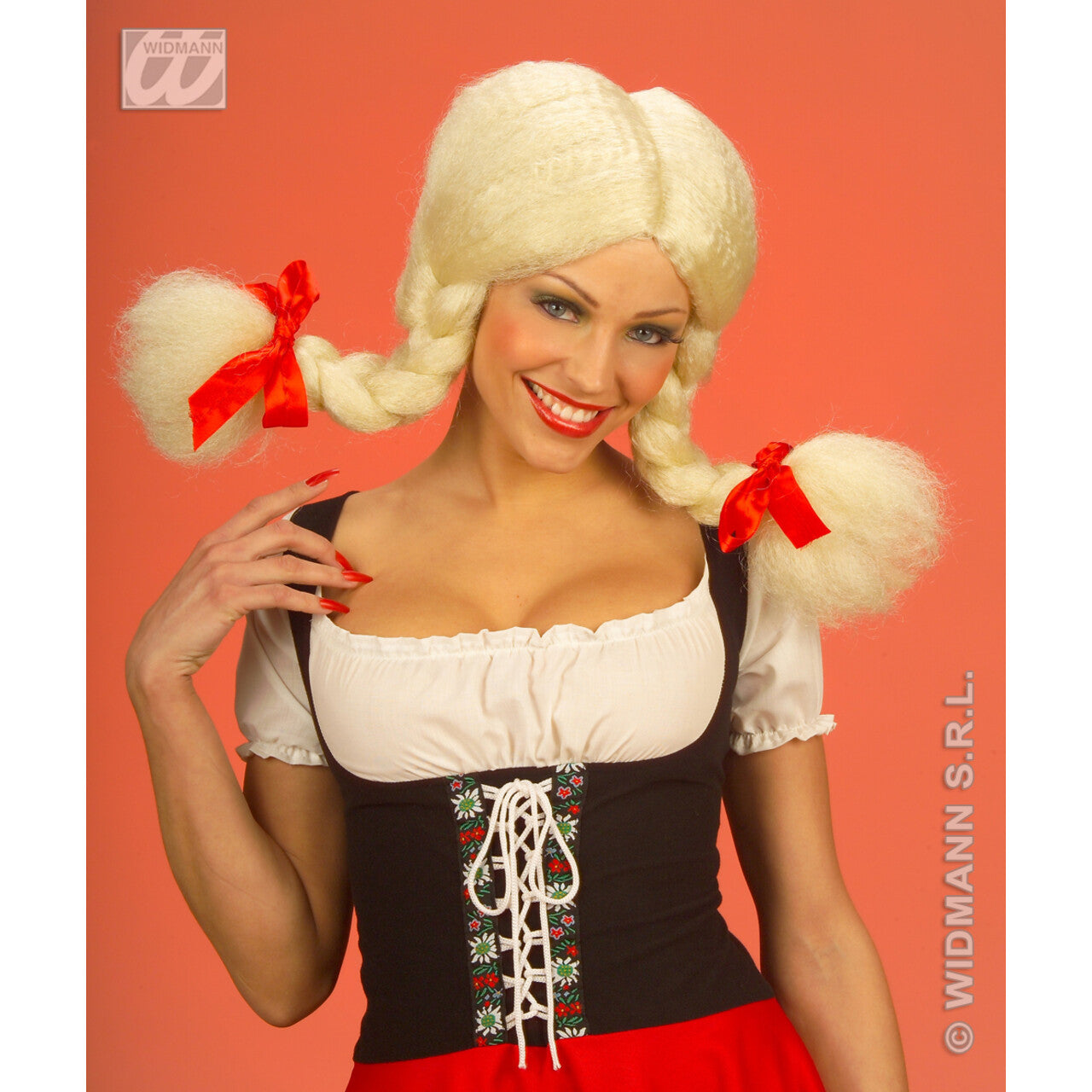 Op deze afbeelding zie je een Accessoires, van het merk Widmann. Pruik, Heidi Buigbaar