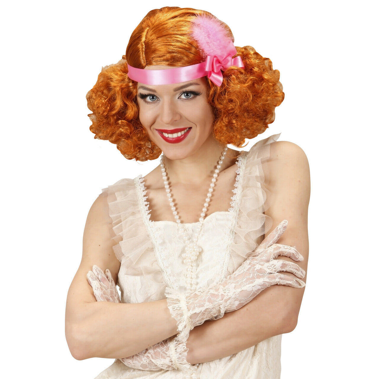 Op deze afbeelding zie je een Accessoires, van het merk Widmann. Pruik Burlesque Rood