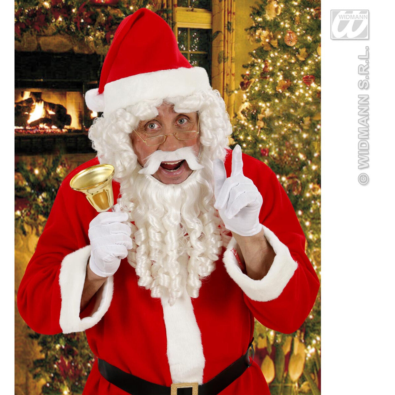 Op deze afbeelding zie je een Accessoires, van het merk Widmann. Basis Witte Goedheiligman Pruik Krul Met Baard Snor En Wenkbrauwen Sinterklaas Kerstman