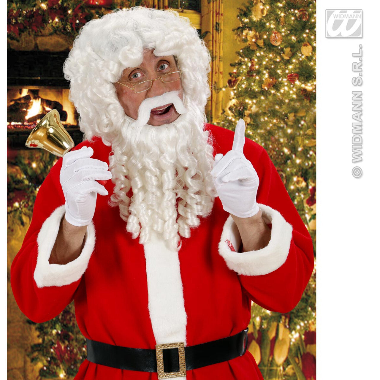 Op deze afbeelding zie je een Accessoires, van het merk Widmann. Basis Witte Goedheiligman Pruik Krul Met Baard Snor En Wenkbrauwen Sinterklaas Kerstman