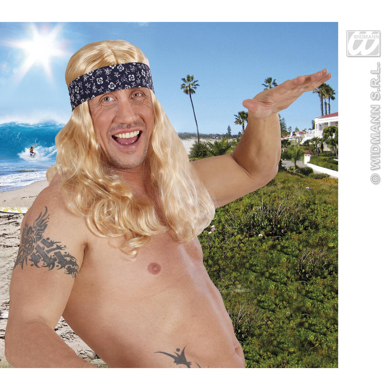 Op deze afbeelding zie je een Accessoires, van het merk Widmann. Pruik, California Dreaming Met Hoofdband