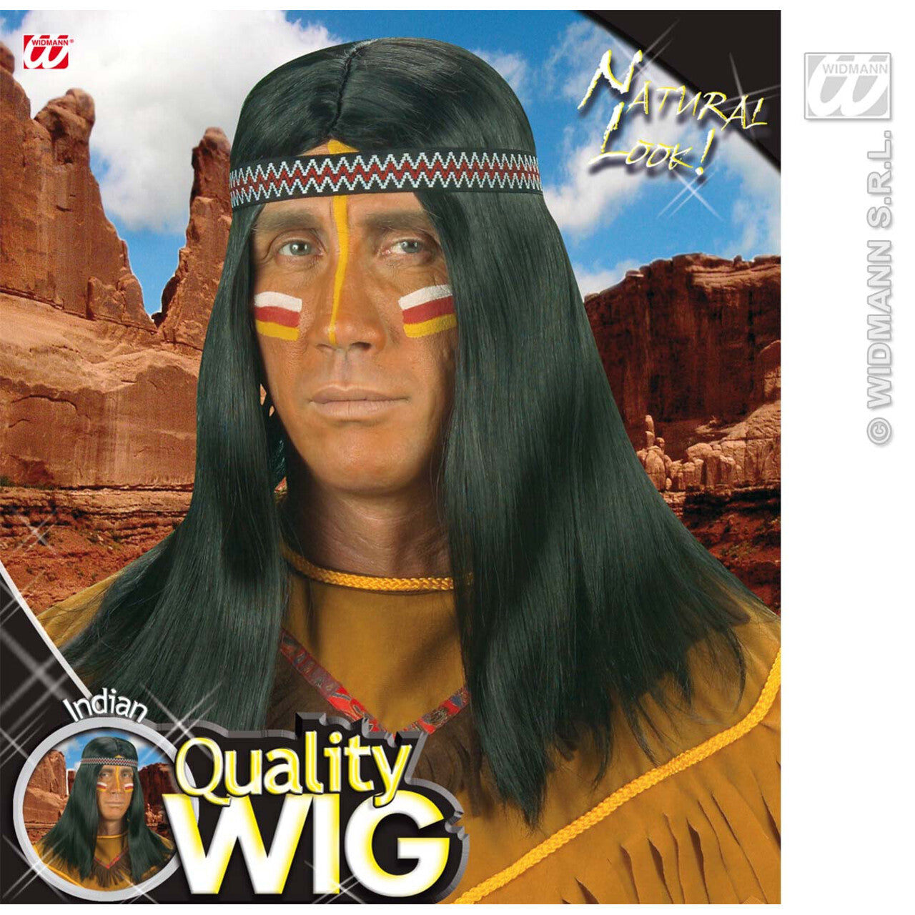 Op deze afbeelding zie je een Accessoires, van het merk Widmann. Pruik, Indiaan Met Hoofdband