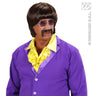 Pruik, Popster 60s Bruin Met Snor En Bril