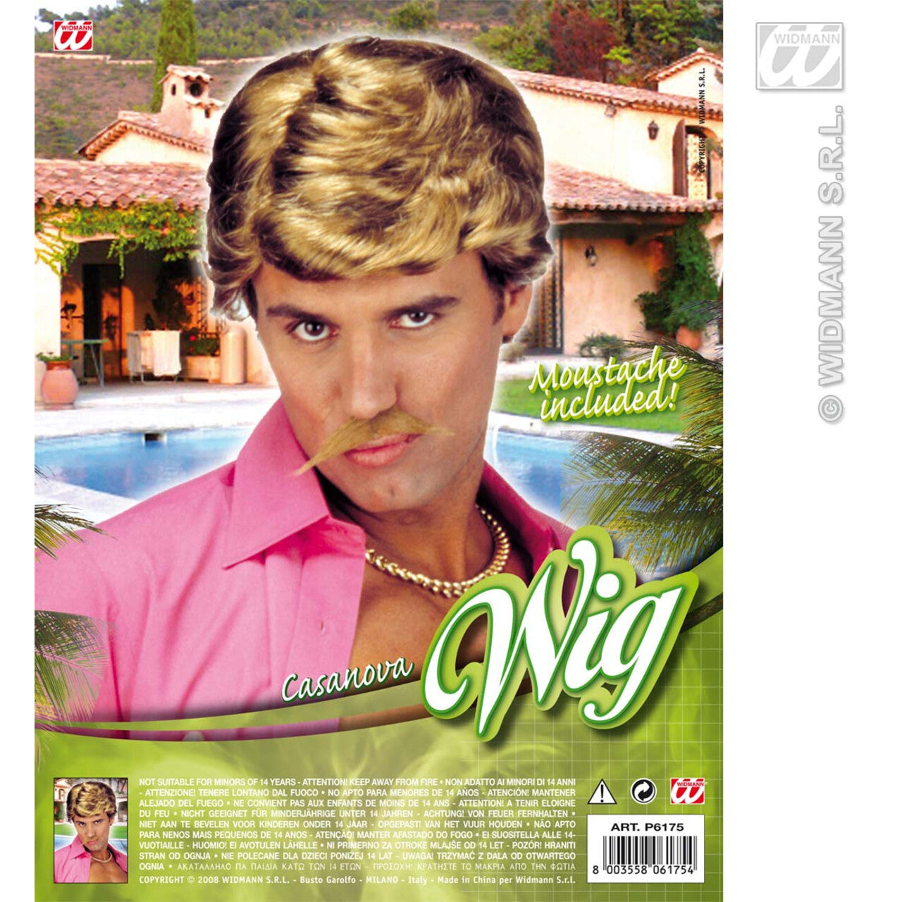 Op deze afbeelding zie je een Accessoires, van het merk Widmann. Pruik, Playboy Met Snor
