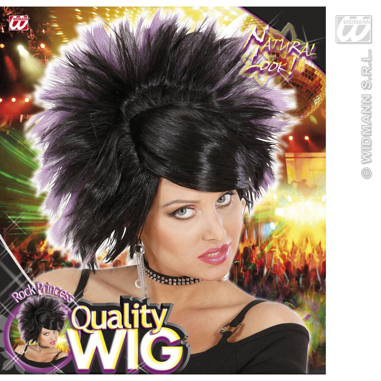 Op deze afbeelding zie je een Accessoires, van het merk Widmann. Pruik, Rock Prinses Zwart / Paars