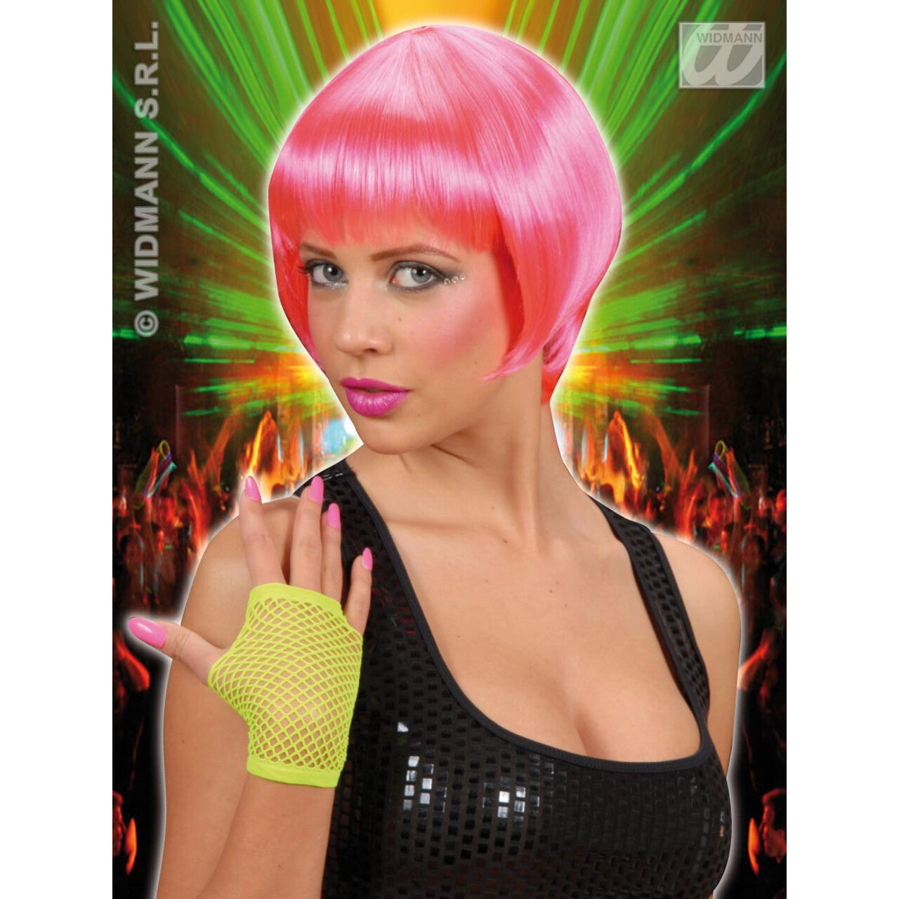 Op deze afbeelding zie je een Accessoires, van het merk Widmann. Pruik, Rave Roze
