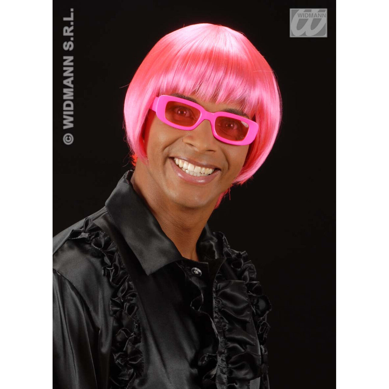 Op deze afbeelding zie je een Accessoires, van het merk Widmann. Pruik, Rave Roze