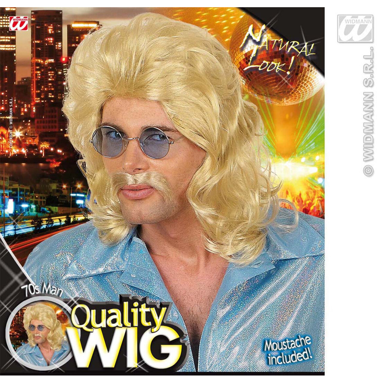 Op deze afbeelding zie je een Accessoires, van het merk Widmann. Pruik, 70s Man Blond