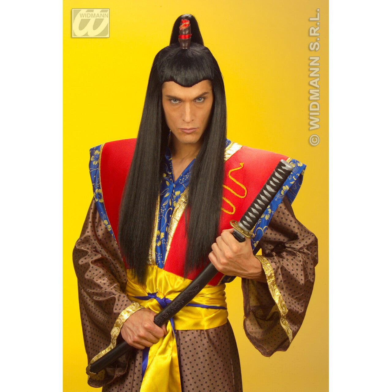 Op deze afbeelding zie je een Accessoires, van het merk Widmann. Pruik, Samurai Lang