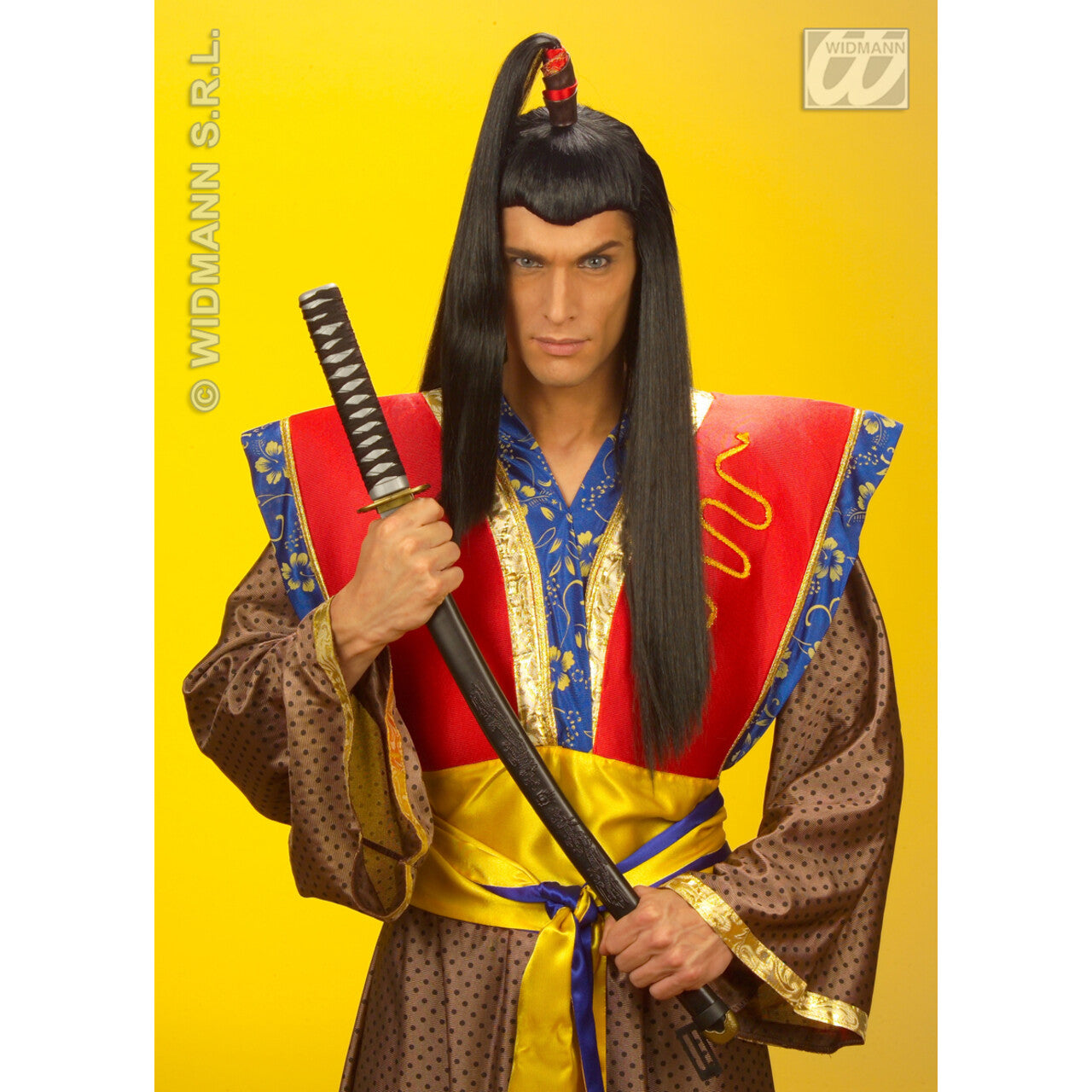 Op deze afbeelding zie je een Accessoires, van het merk Widmann. Pruik, Samurai Lang