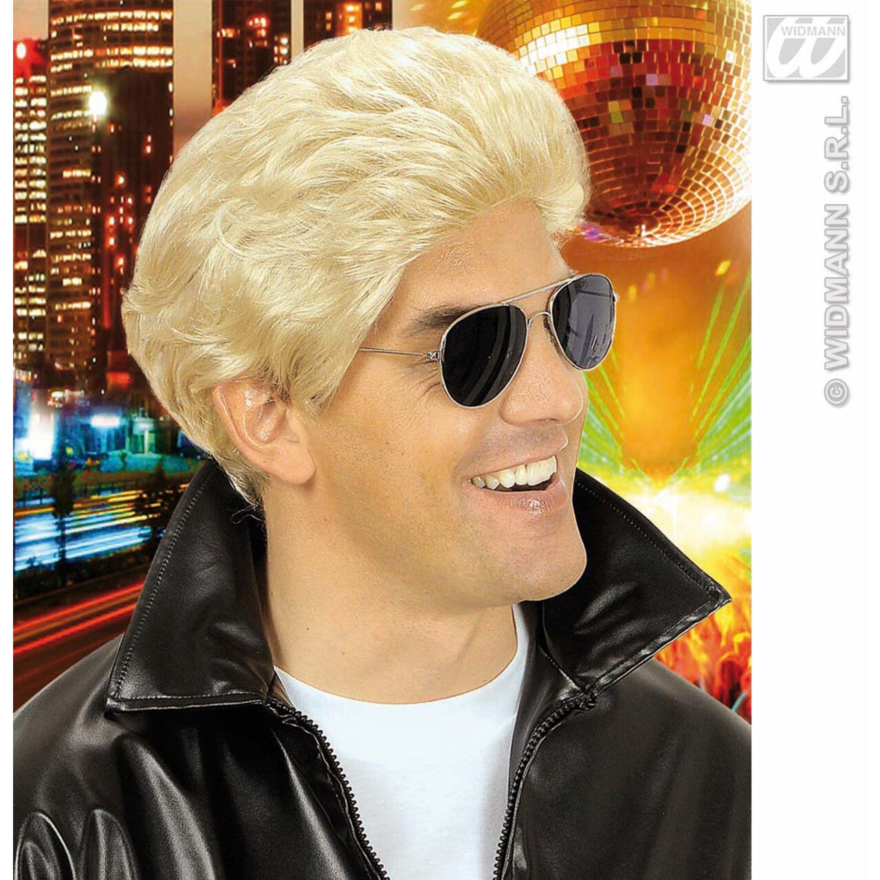 Op deze afbeelding zie je een Accessoires, van het merk Widmann. Pruik, T- Birds Blond