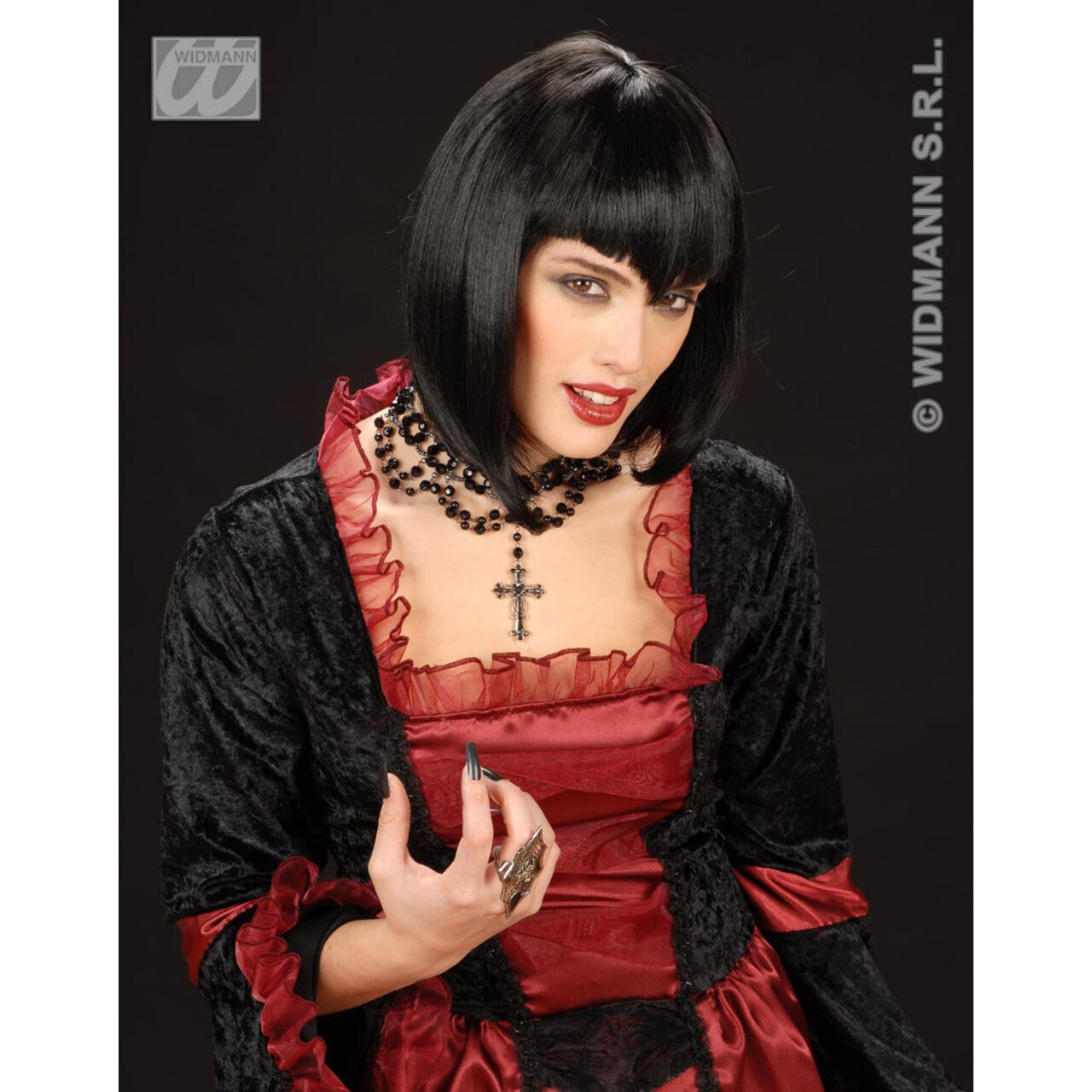 Op deze afbeelding zie je een Accessoires, van het merk Widmann. Pruik, Gothic Vamp Zwart