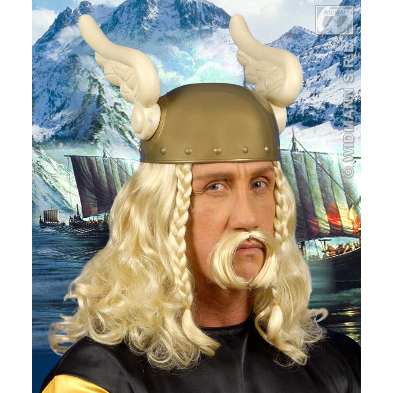 Op deze afbeelding zie je een Accessoires, van het merk Widmann. Pruik Viking Met Snor