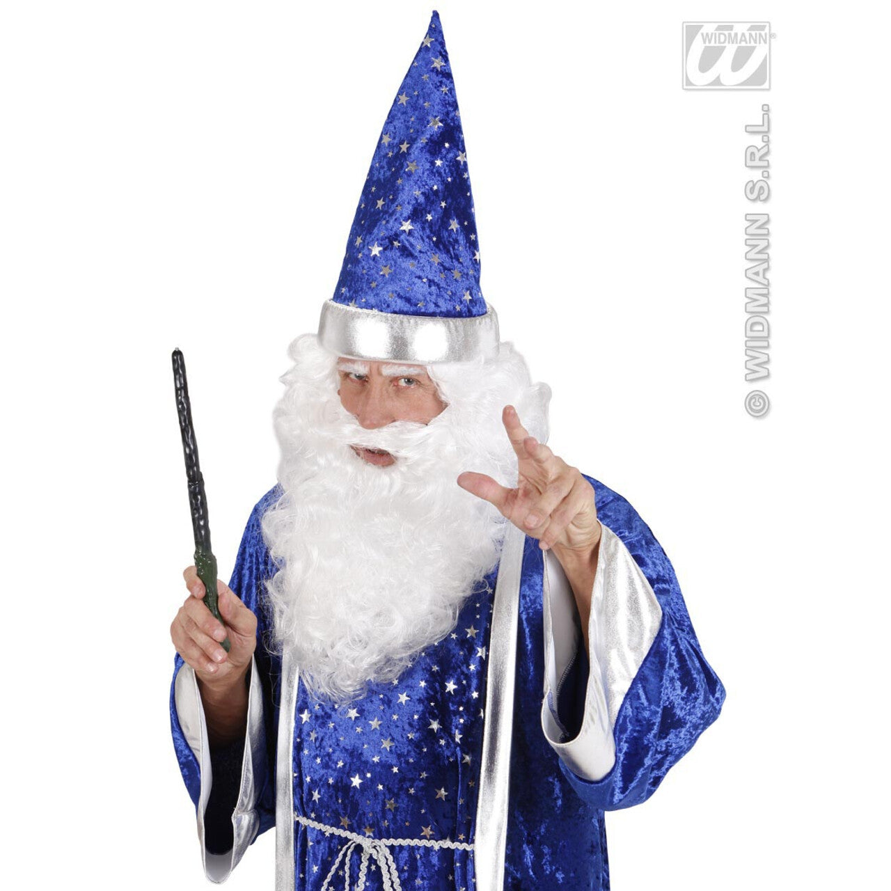 Op deze afbeelding zie je een Accessoires, van het merk Widmann. Pruik, Wit Met Maxi Baard