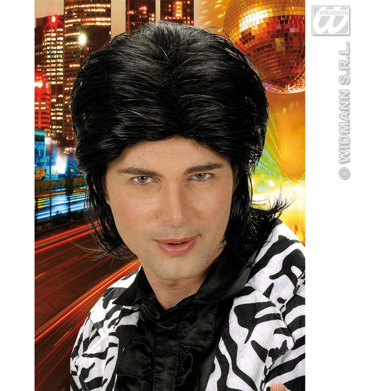 Op deze afbeelding zie je een Accessoires, van het merk Widmann. Pruik, Wetlook Lang Haar Man Zwart